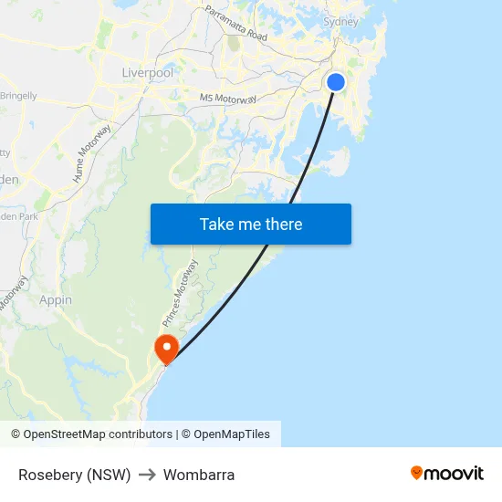 Rosebery (NSW) to Wombarra map