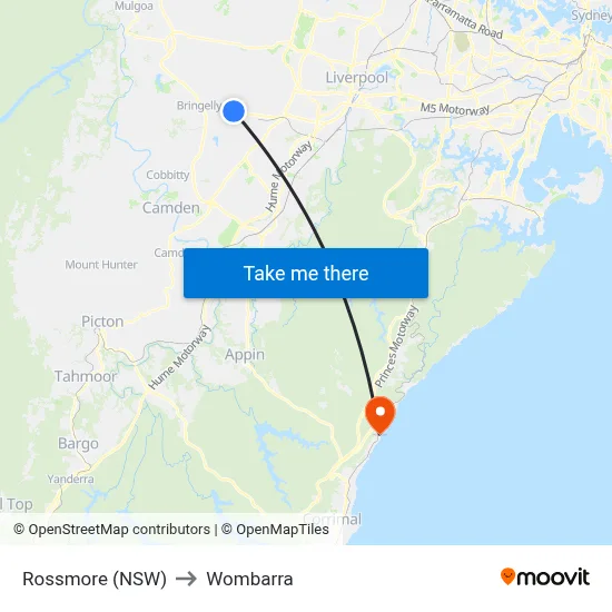 Rossmore (NSW) to Wombarra map