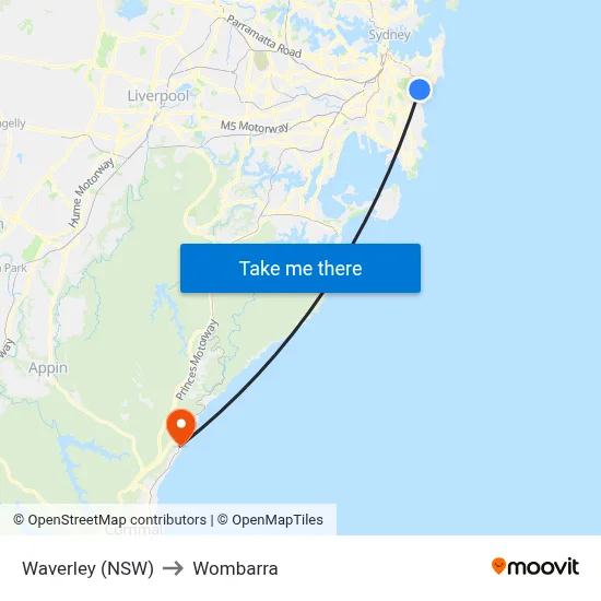 Waverley (NSW) to Wombarra map