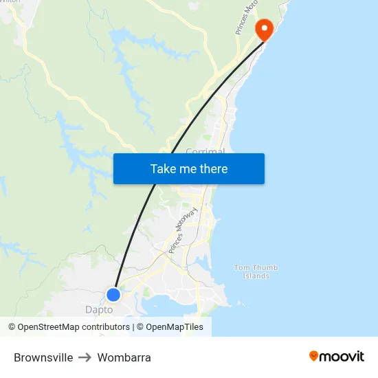 Brownsville to Wombarra map