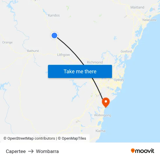Capertee to Wombarra map