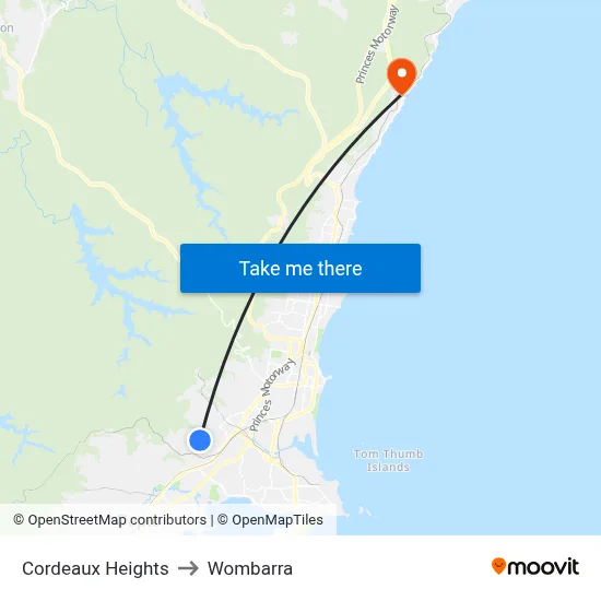 Cordeaux Heights to Wombarra map