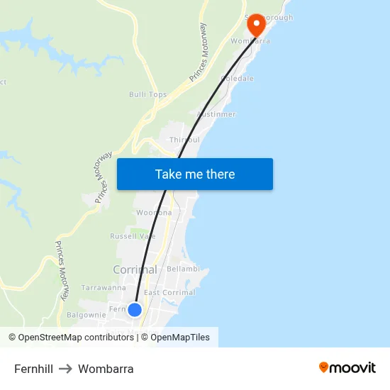 Fernhill to Wombarra map