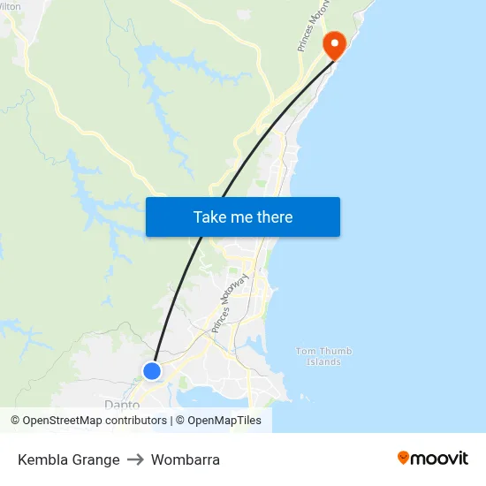 Kembla Grange to Wombarra map