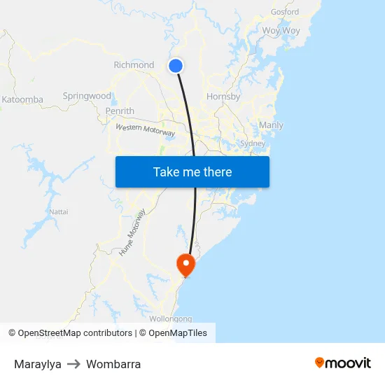 Maraylya to Wombarra map