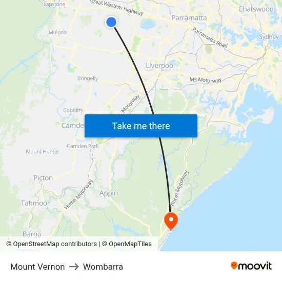 Mount Vernon to Wombarra map