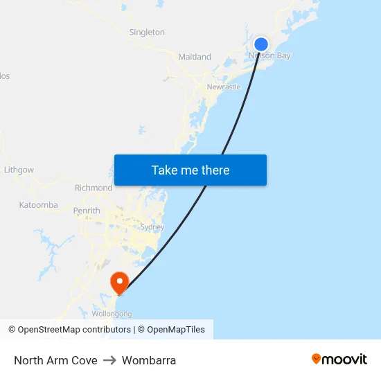 North Arm Cove to Wombarra map