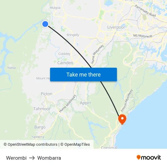 Werombi to Wombarra map