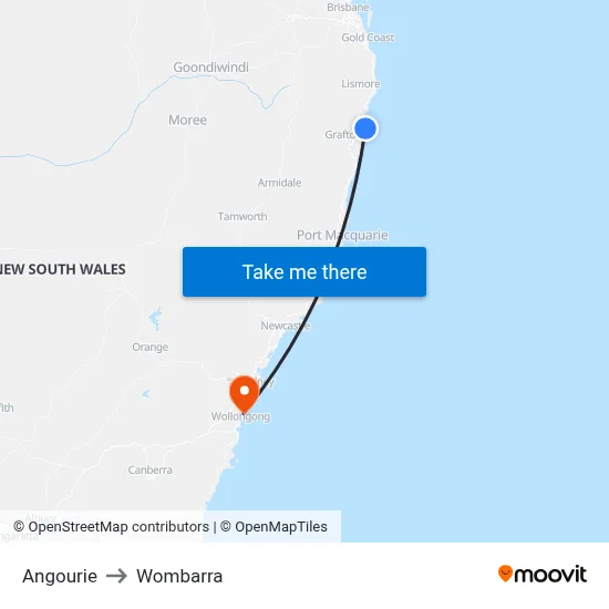 Angourie to Wombarra map