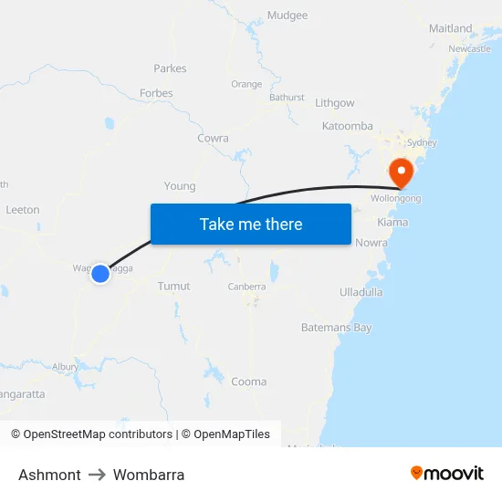 Ashmont to Wombarra map