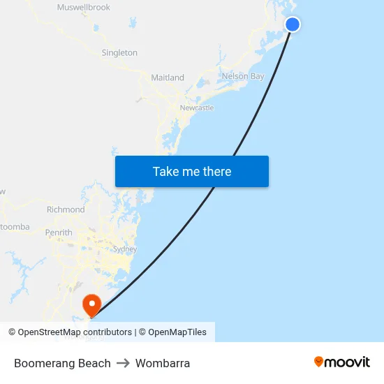 Boomerang Beach to Wombarra map