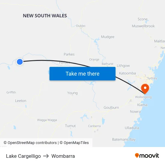 Lake Cargelligo to Wombarra map