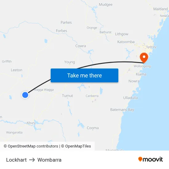 Lockhart to Wombarra map