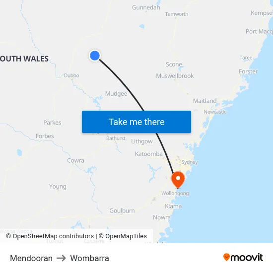 Mendooran to Wombarra map