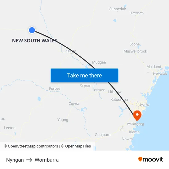 Nyngan to Wombarra map
