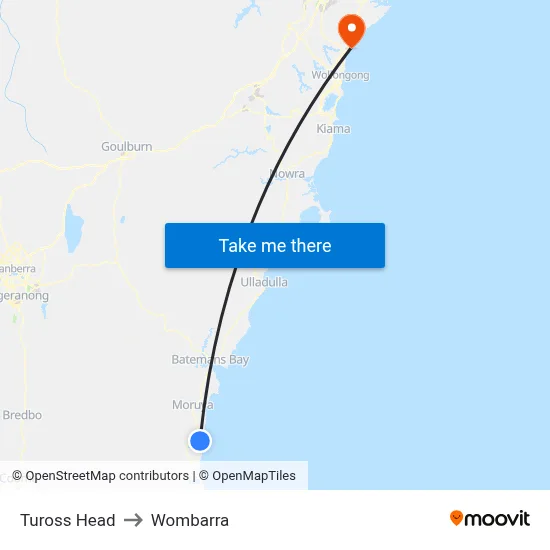 Tuross Head to Wombarra map
