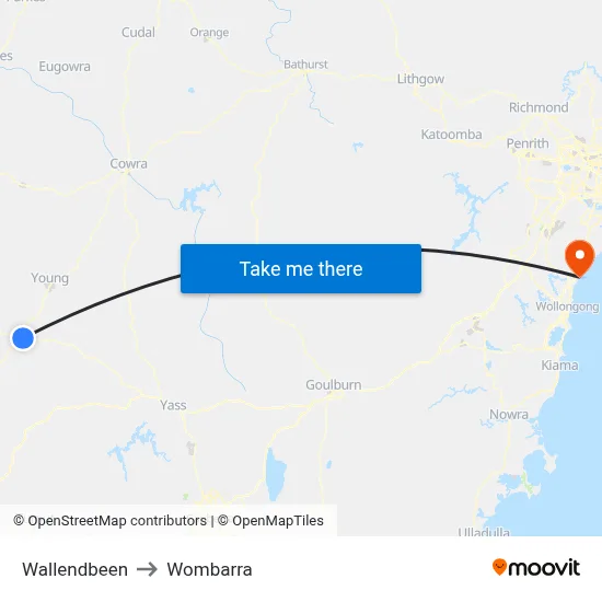 Wallendbeen to Wombarra map