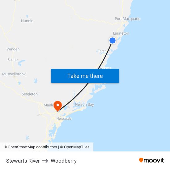 Stewarts River to Woodberry map