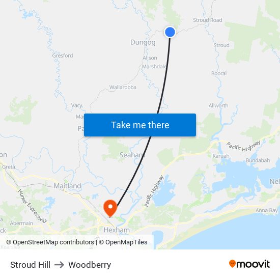 Stroud Hill to Woodberry map