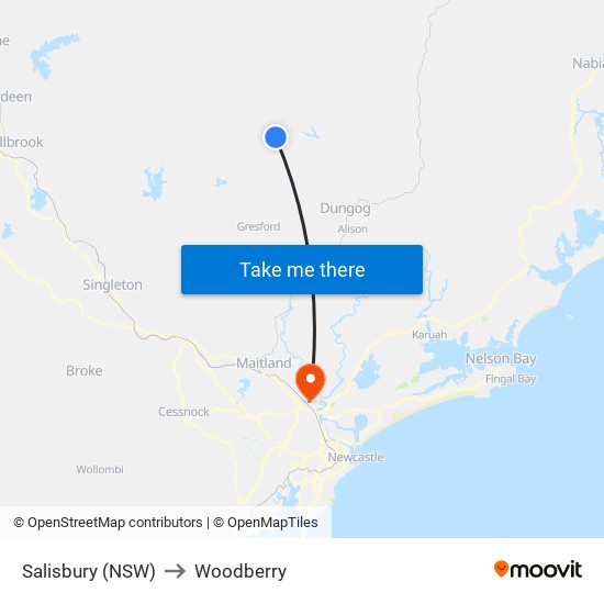 Salisbury (NSW) to Woodberry map