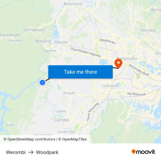 Werombi to Woodpark map