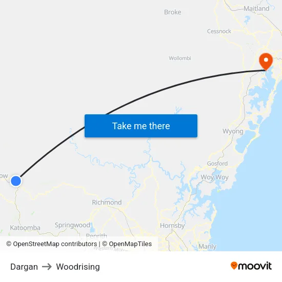 Dargan to Woodrising map
