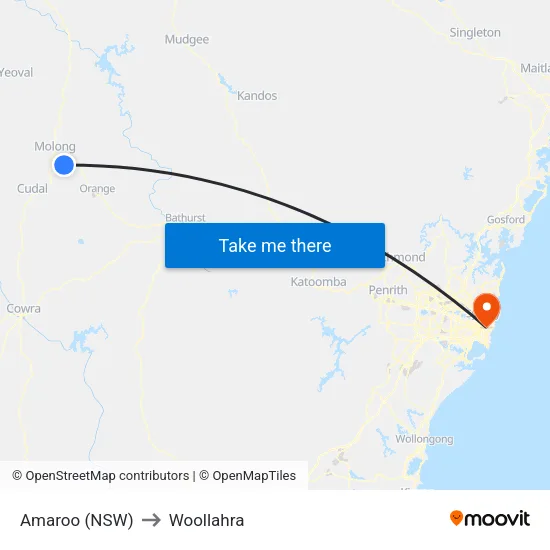 Amaroo (NSW) to Woollahra map