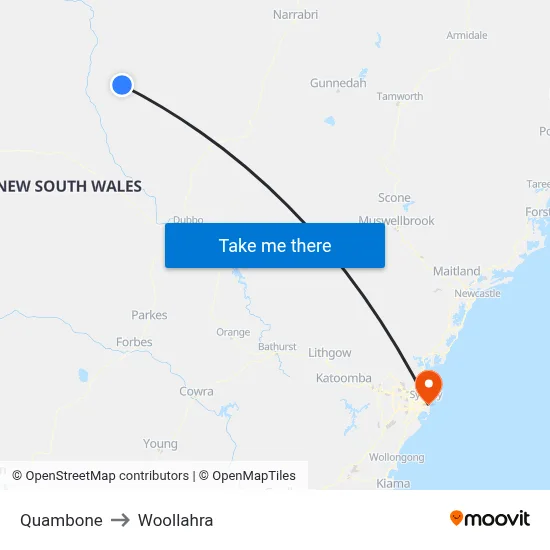 Quambone to Woollahra map