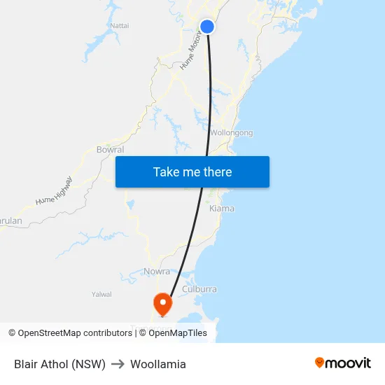 Blair Athol (NSW) to Woollamia map