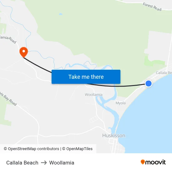 Callala Beach to Woollamia map