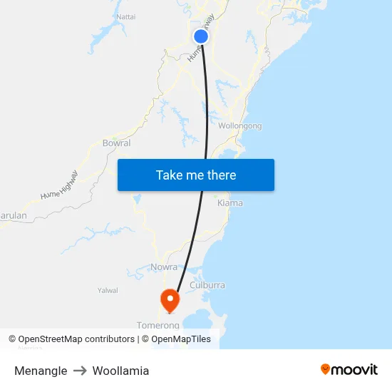 Menangle to Woollamia map