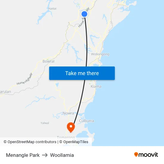 Menangle Park to Woollamia map