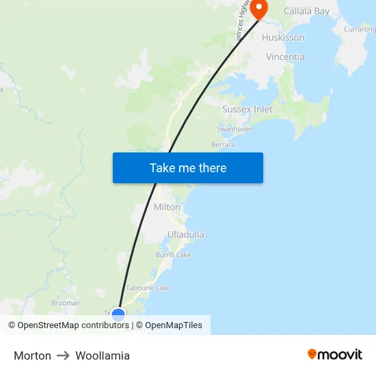 Morton to Woollamia map
