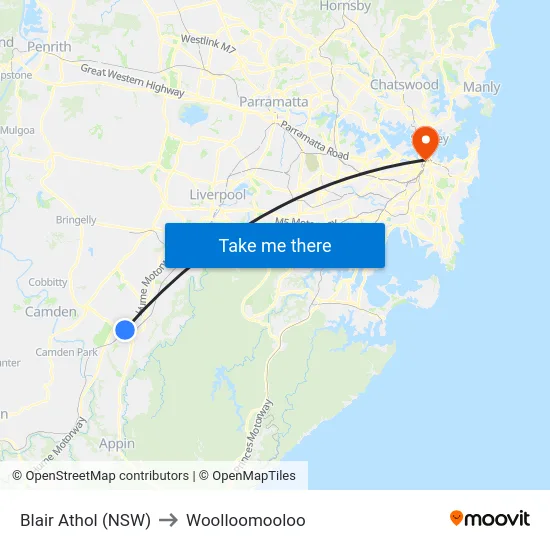 Blair Athol (NSW) to Woolloomooloo map