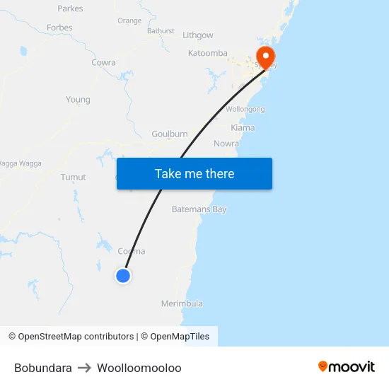 Bobundara to Woolloomooloo map