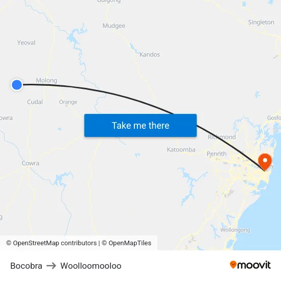 Bocobra to Woolloomooloo map
