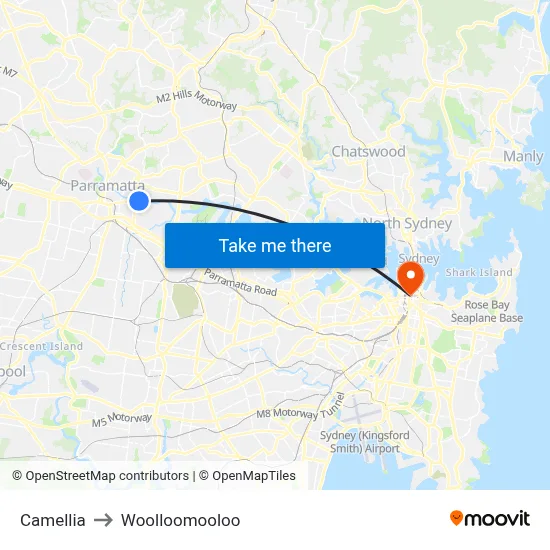 Camellia to Woolloomooloo map