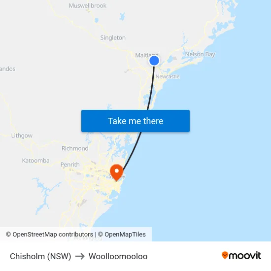 Chisholm (NSW) to Woolloomooloo map