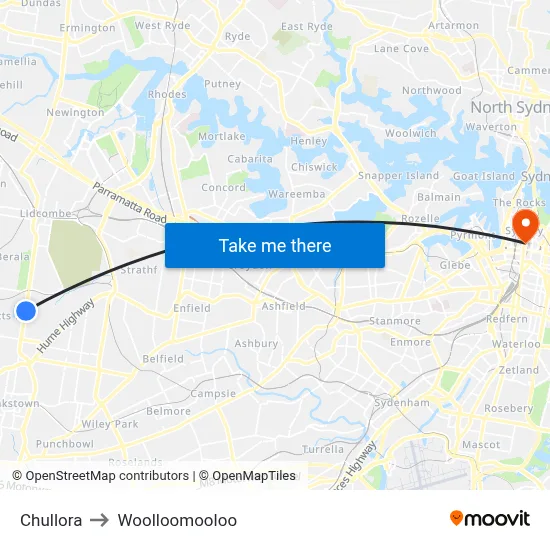 Chullora to Woolloomooloo map