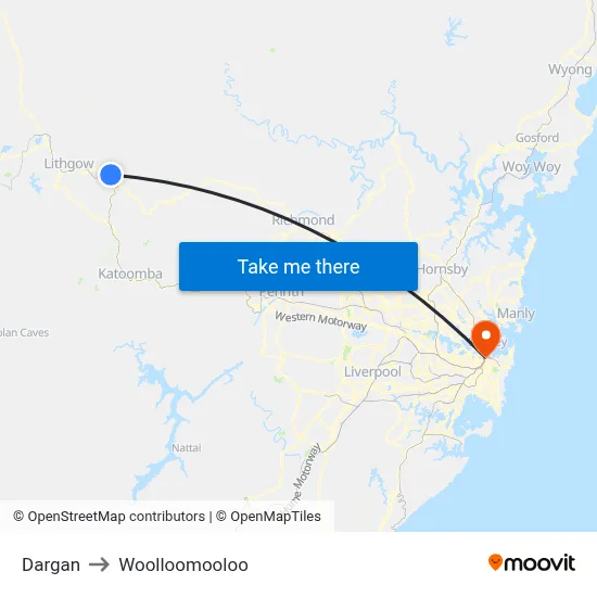 Dargan to Woolloomooloo map