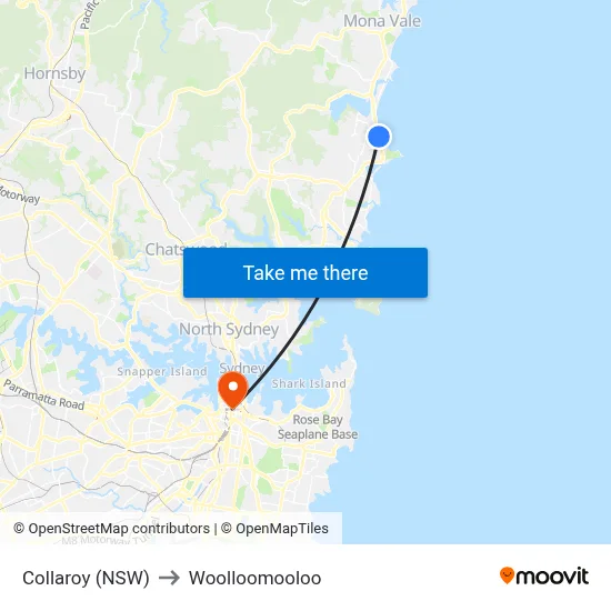 Collaroy (NSW) to Woolloomooloo map