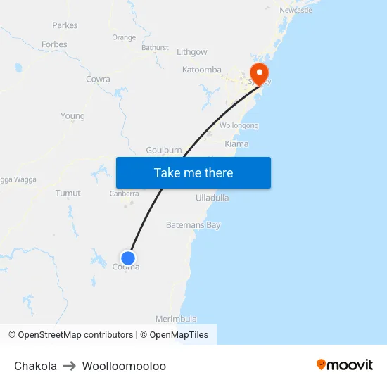 Chakola to Woolloomooloo map