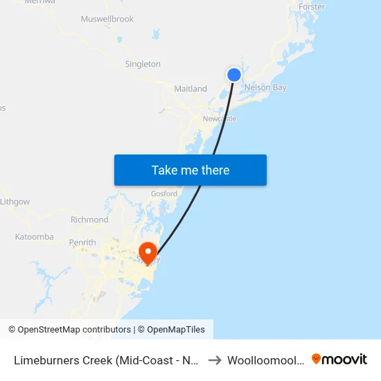 Limeburners Creek (Mid-Coast - NSW) to Woolloomooloo map