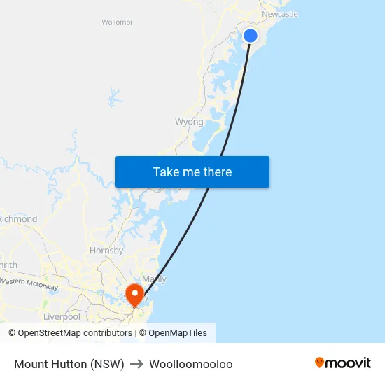 Mount Hutton (NSW) to Woolloomooloo map