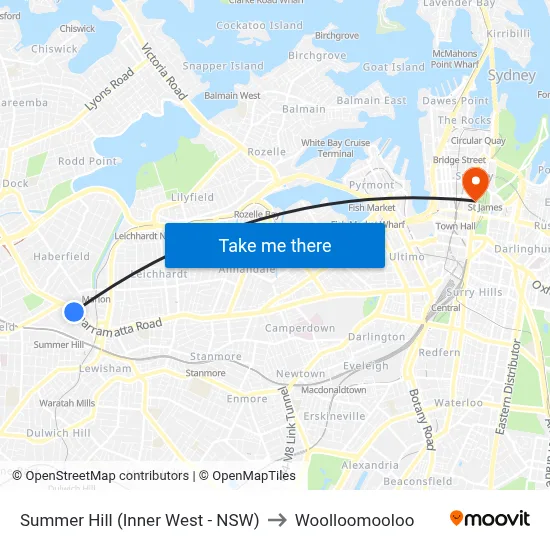 Summer Hill (Inner West - NSW) to Woolloomooloo map