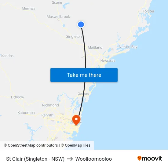 St Clair (Singleton - NSW) to Woolloomooloo map