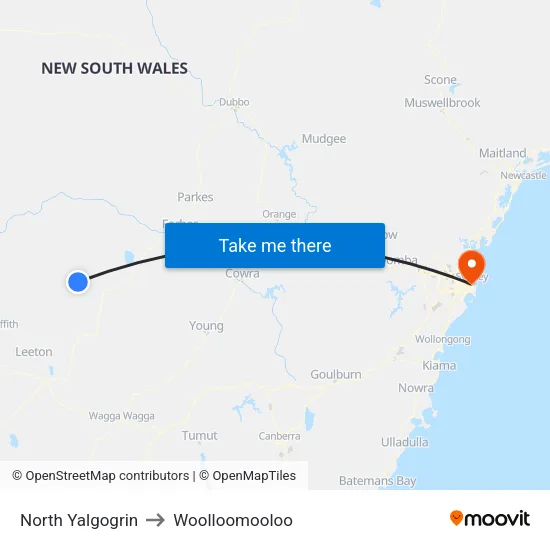 North Yalgogrin to Woolloomooloo map