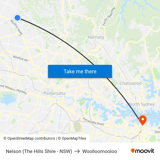 Nelson (The Hills Shire - NSW) to Woolloomooloo map