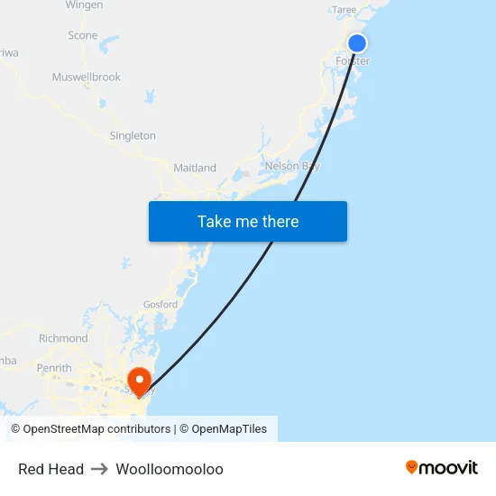 Red Head to Woolloomooloo map