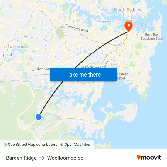 Barden Ridge to Woolloomooloo map